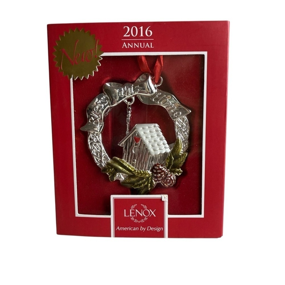Lenox 2016 Annual Bless This Home Christmas Wreath Ornament 3.5"